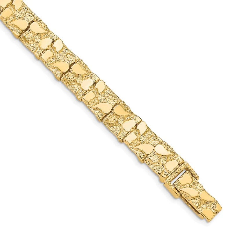 10mm 10k Yellow Gold Nugget Link Bracelet, 7 Inch