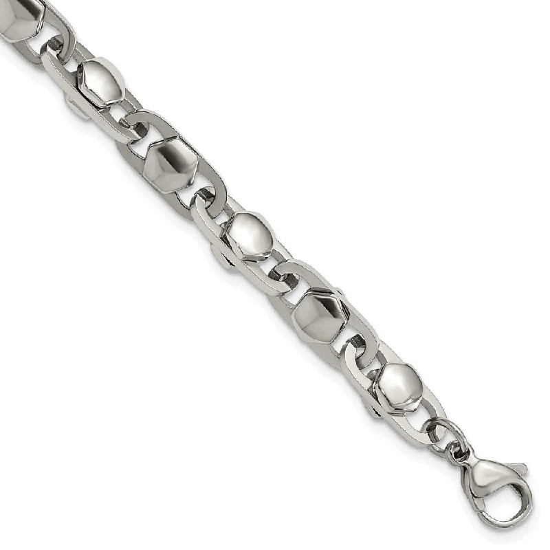 Men's 6.5mm Stainless Steel Fancy Cable Chain Bracelet, 8.25 Inch