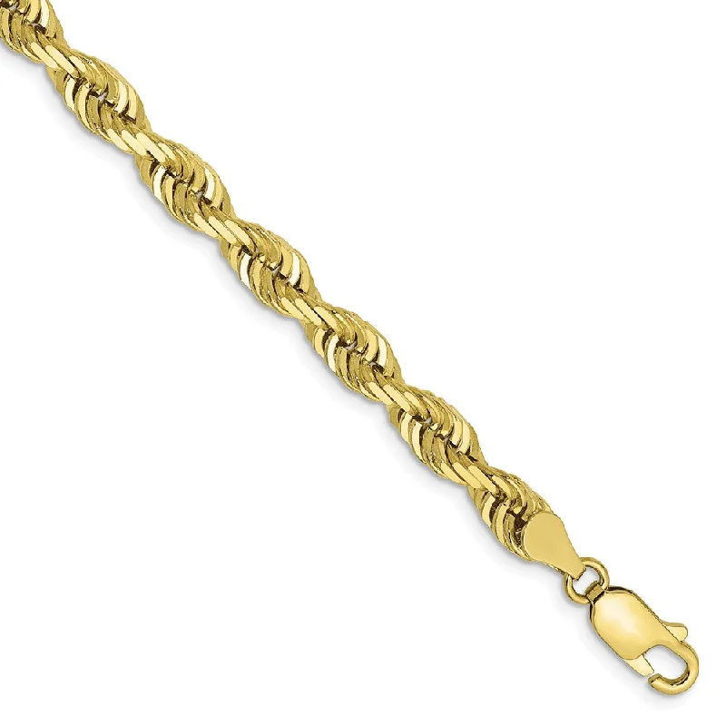 5mm 10k Yellow Gold D/C Quadruple Rope Chain Bracelet, 8 Inch