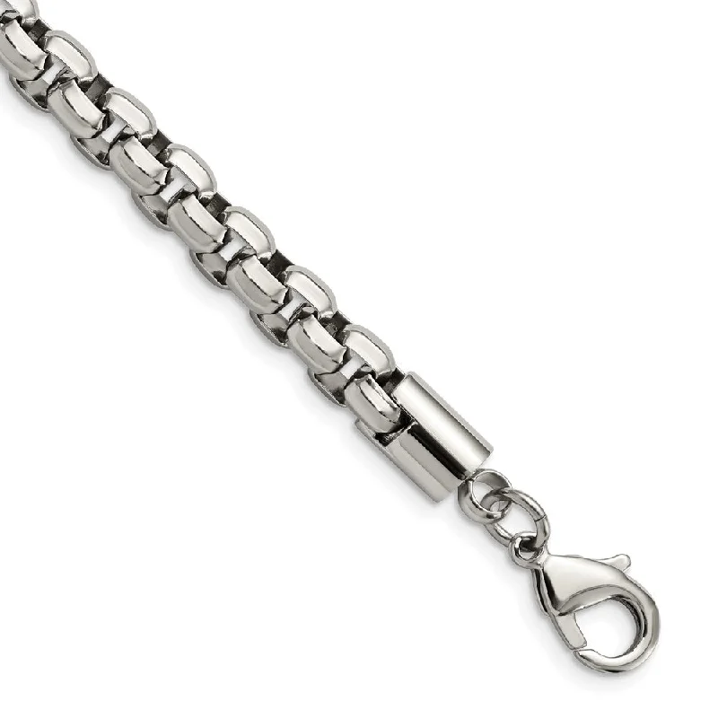 Men's 8.25mm Stainless Steel Fancy Rolo Chain Bracelet, 8.75 Inch