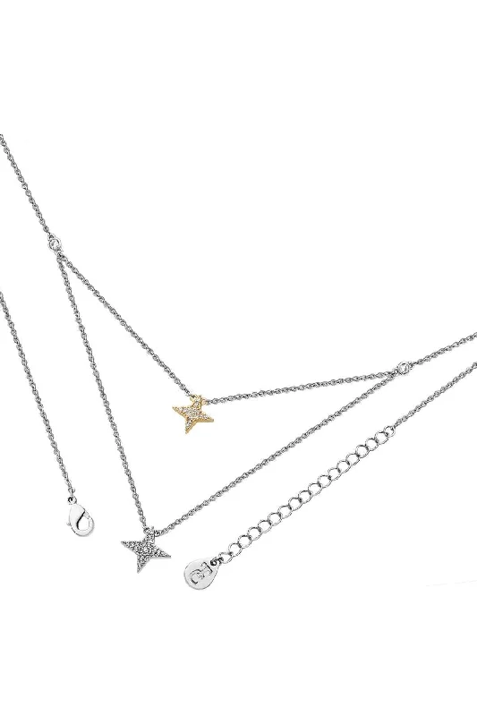 Double Floating Star Necklace in Silver