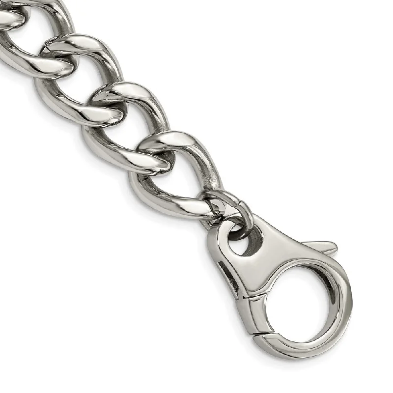 Men's Stainless Steel Large 15mm Curb Chain Bracelet - 8.5 Inch