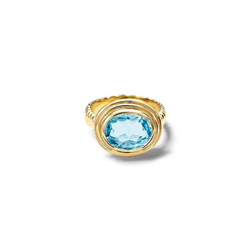 Whirlpool II Ring Yellow Gold - Blue Topaz