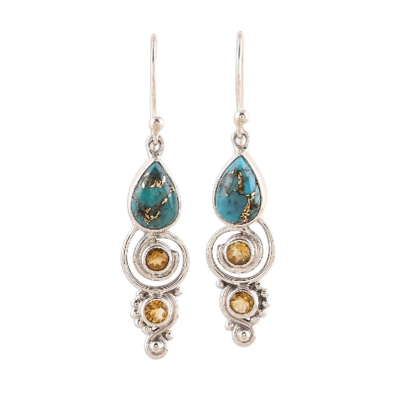 NOVICA Glistening Curl, Citrine dangle earrings - 1.8*0.4