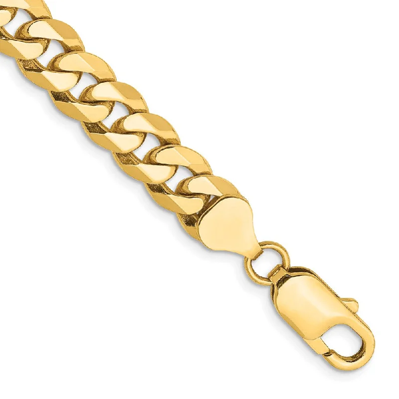 Men's 7.75mm 10k Yellow Gold Flat Beveled Curb Chain Bracelet