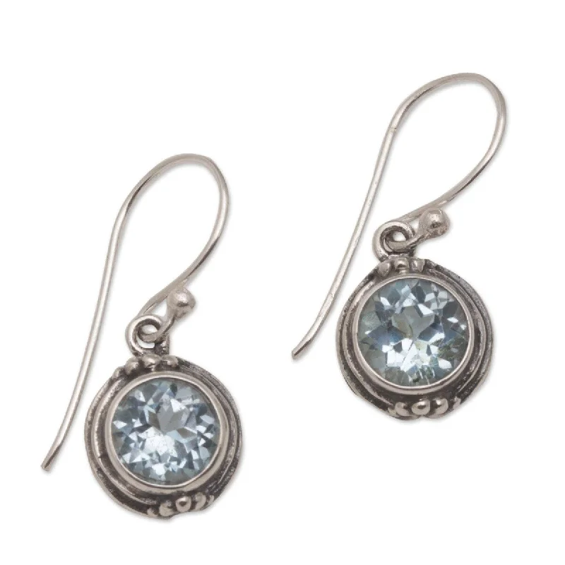 NOVICA Cool Radiance, Blue topaz dangle earrings - 0.2