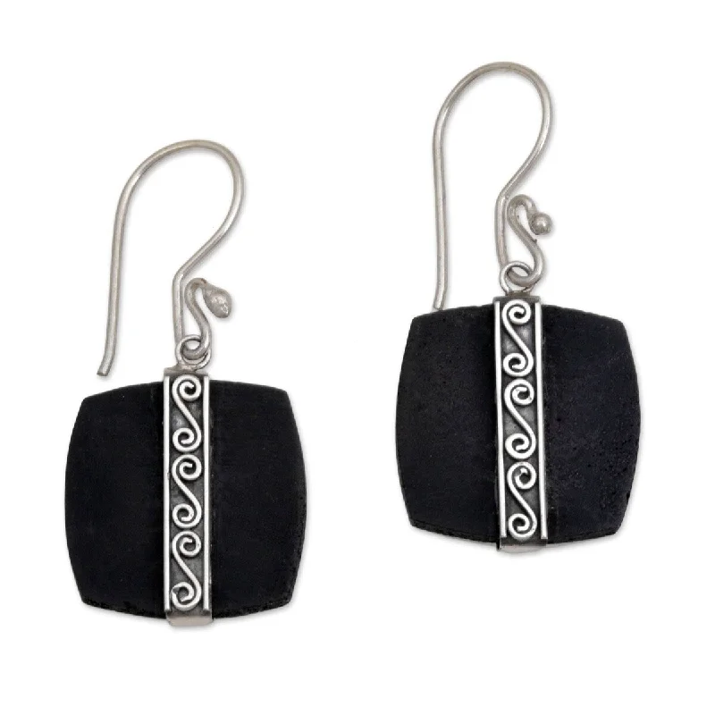 NOVICA Handmade Sterling Silver 'Temple Bands' Earrings (Indonesia) - 1.6*0.7