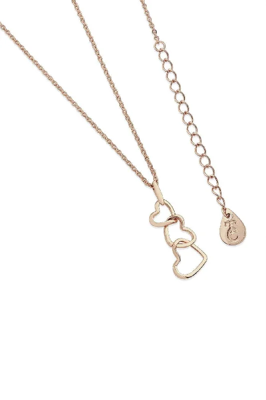 Triple Heart Drop Pendant in Rose Gold