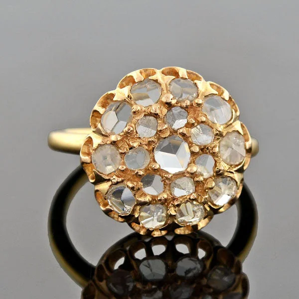 Victorian 18kt Rose Cut Diamond Cluster Ring 0.80ctw