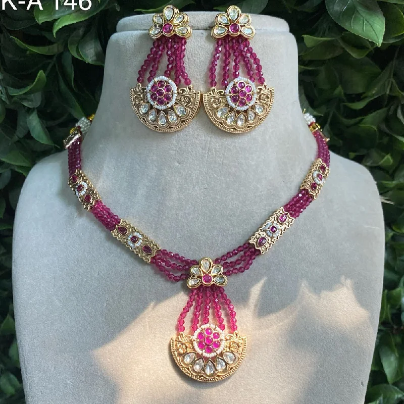 Royal Kundan Jewellery Gold Plated Polki Kundan And Pearls Necklace Set