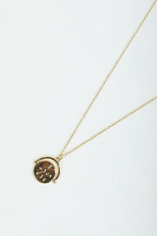 Gold "I Love You" Spinning Disc Necklace