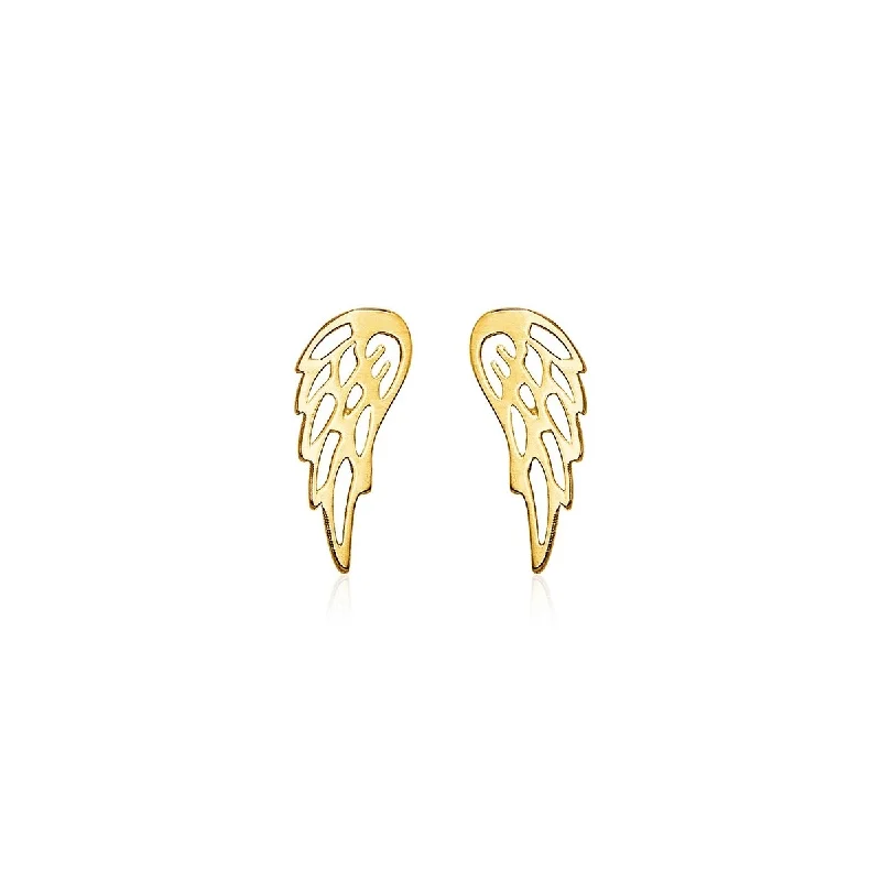 14k Yellow Gold Polished Wing Post Earrings