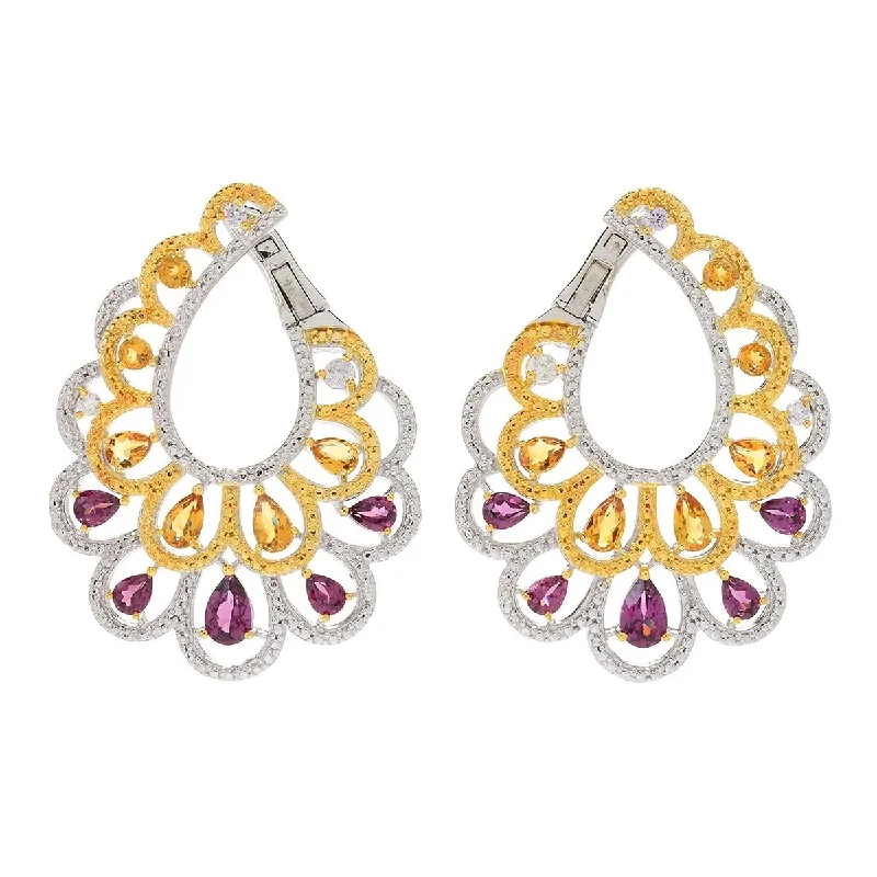 Dallas Prince Sterling Silver 1.5" Gemstone Front-Facing Hoop Earrings. Collection: Classic Dallas