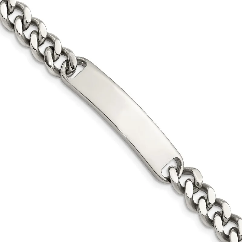 9mm Stainless Steel Curb Link I.D. Bracelet, 8.5 Inch