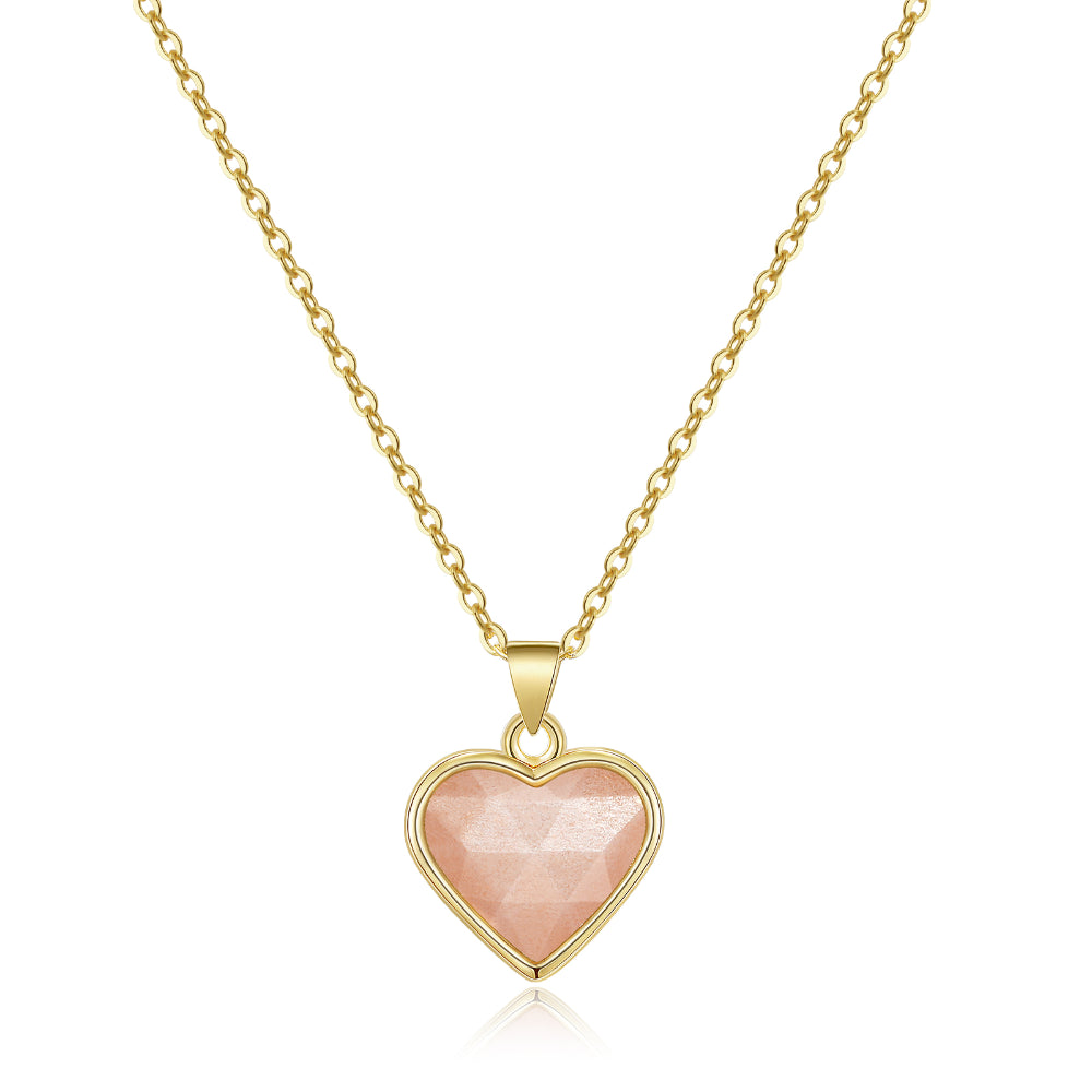 Natural Sunstone Heart Pendant Necklace