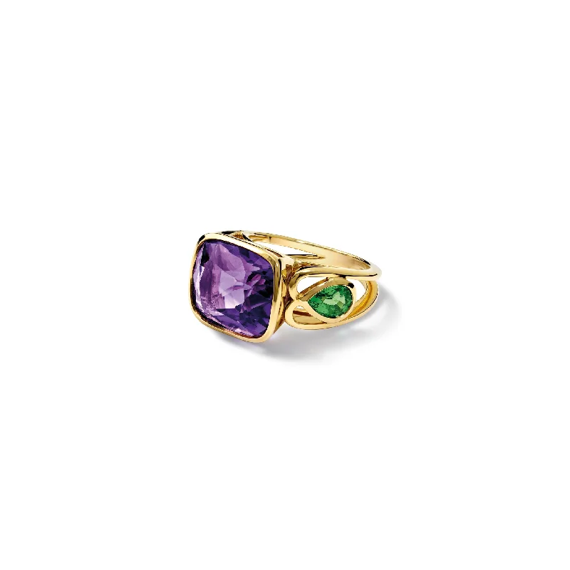 Rosario Gagliardi Ring 18ct Yellow Gold - Amethyst & Garnet