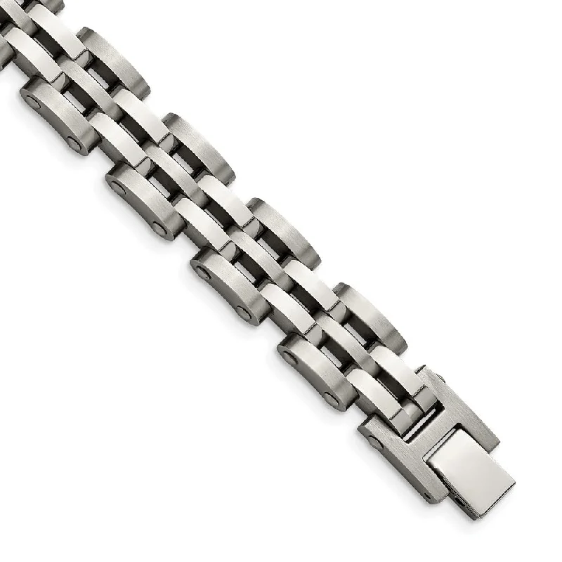 13mm Stainless Steel Brushed & Polished Panther Link Bracelet, 8.75 In