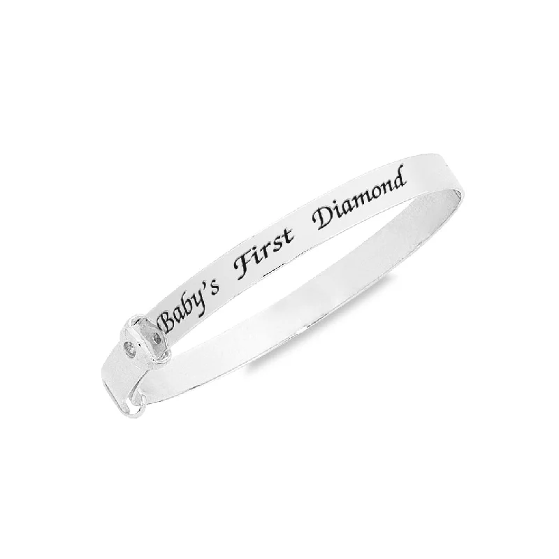 12 'Baby's First Diamond' Sterling Silver Bangle