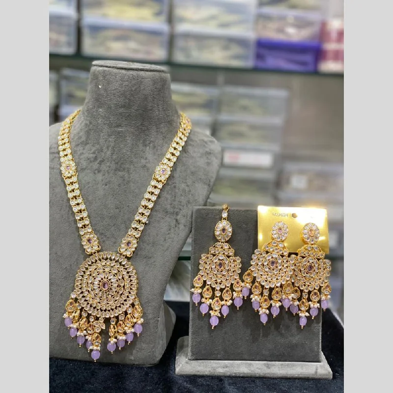 Hira Collections Gold Plated Kundan Stone And Beads Necklace Set