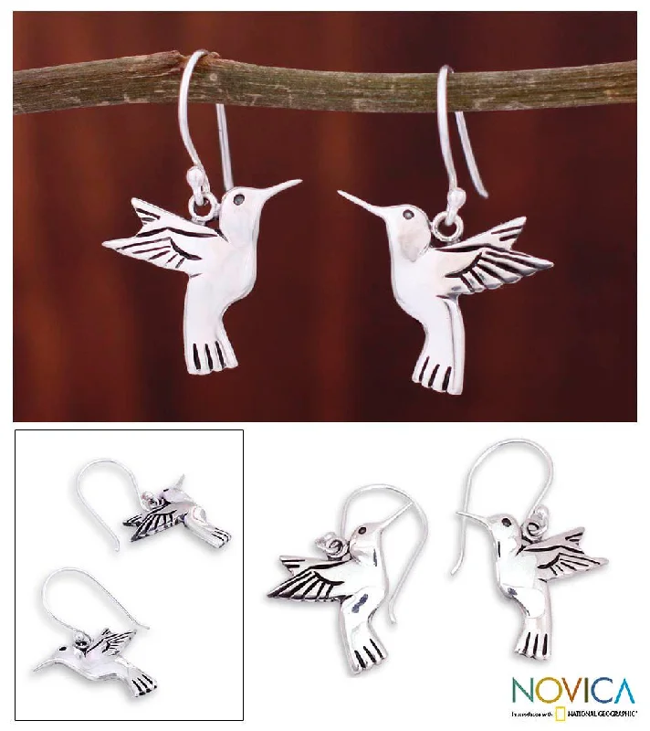 NOVICA Handmade Silver 'Hummingbird Secrets' Earrings (Mexico) - 1.4*1