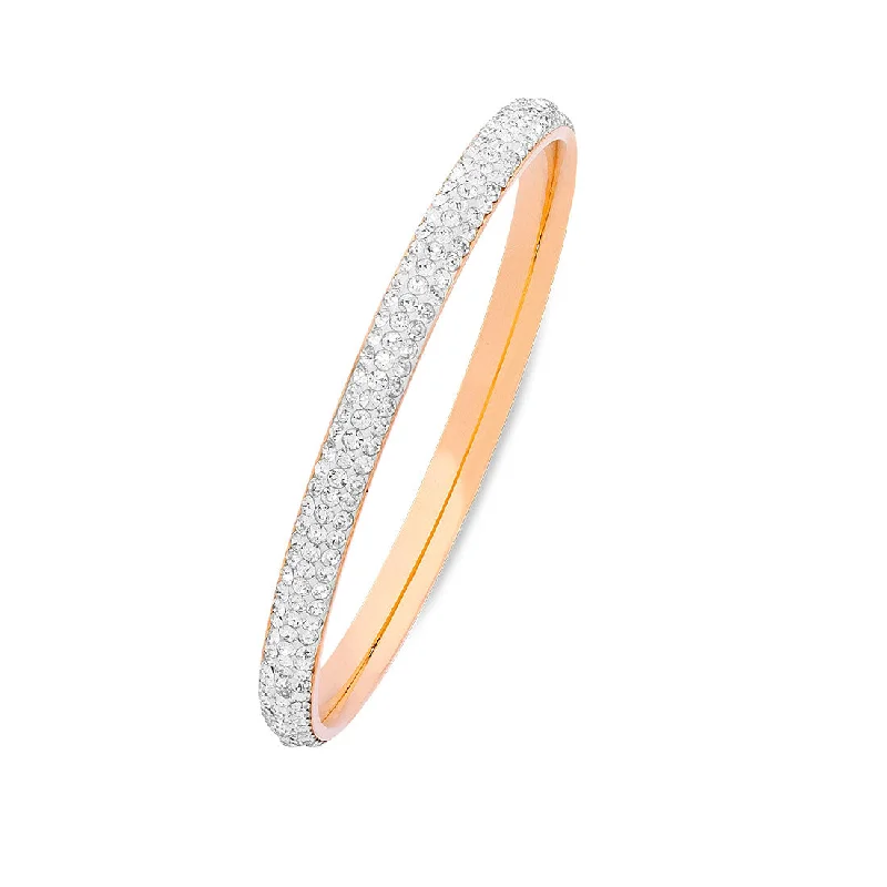 Rose Stainless Steel Pave Crystal Bangle 70mm