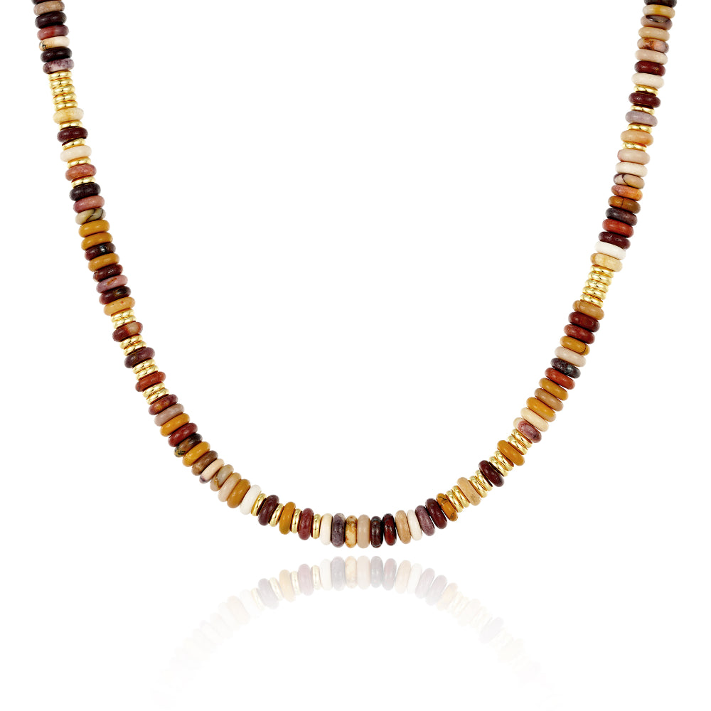 Boho Beaded Choker Natural Tiger Eye Stone Necklace