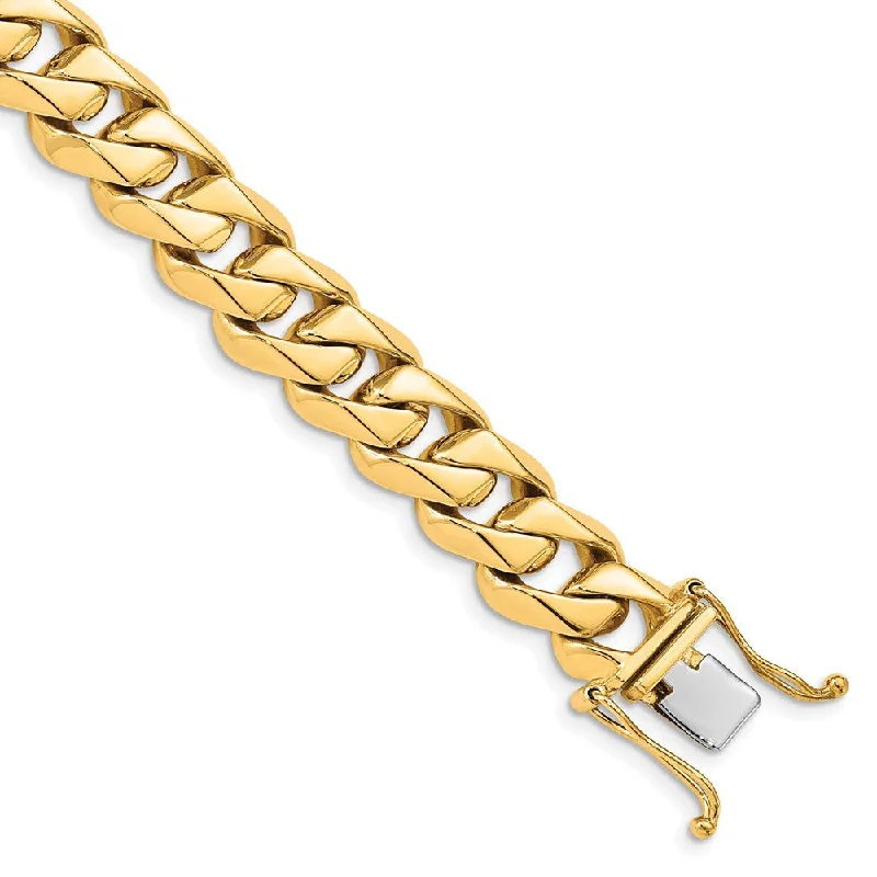 Men's 14k Yellow Gold, 12mm Traditional Curb Chain Bracelet - 8 Inch