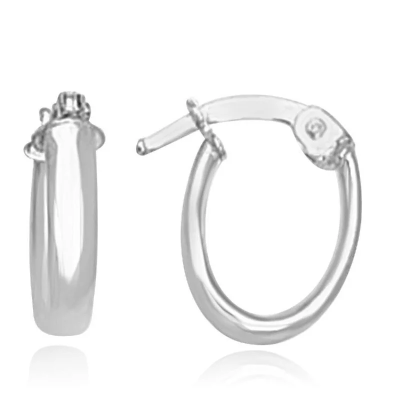 14k White Gold Tube Style Hoop Earrings