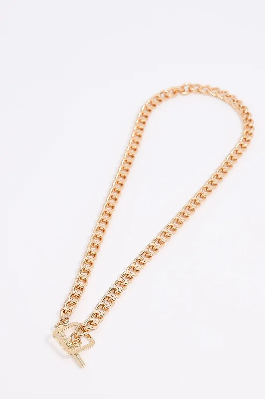 Curb T-Bar Necklace