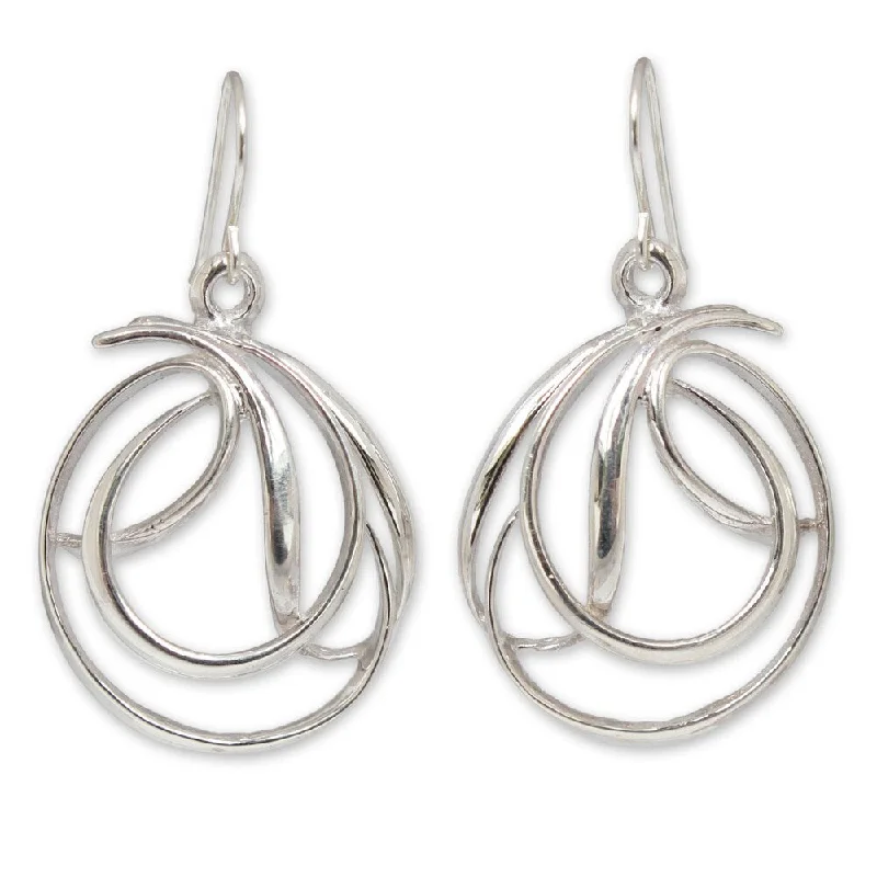 Handmade Sterling Silver 'Twirling Ribbons' Earrings (Thailand)