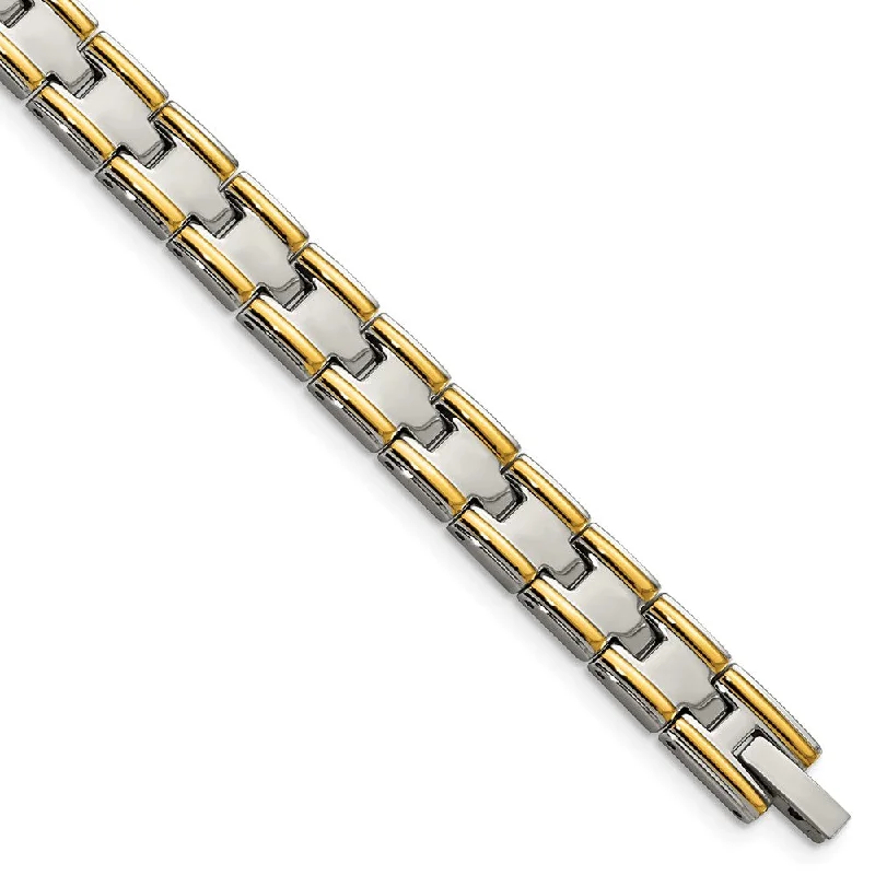 Men's Stainless Steel & Gold Tone Plated 8mm Link Bracelet, 8.5 Inch