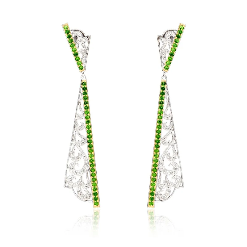 Dallas Prince Sterling Silver 2.25" Gemstone & White Zircon Elongated Earrings. Collection: Classic Dallas