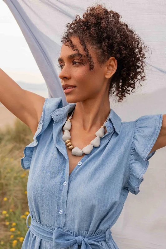 Grey and Gold Stone Necklace