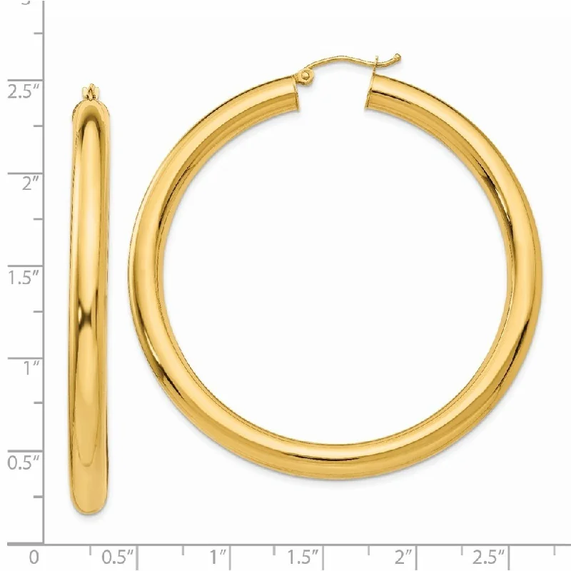 Diamond2Deal 14K Yellow Gold Tube Hoop Earrings (L-55 mm, W-5 mm)