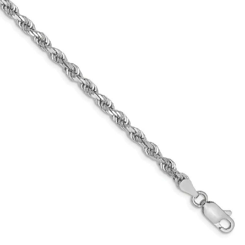 3.3mm, 14k White Gold D/C Quadruple Rope Chain Bracelet