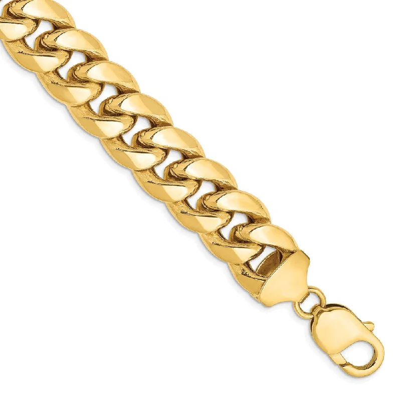 Men's 12.5mm 14k Yellow Gold Hollow Miami Cuban (Curb) Chain Bracelet