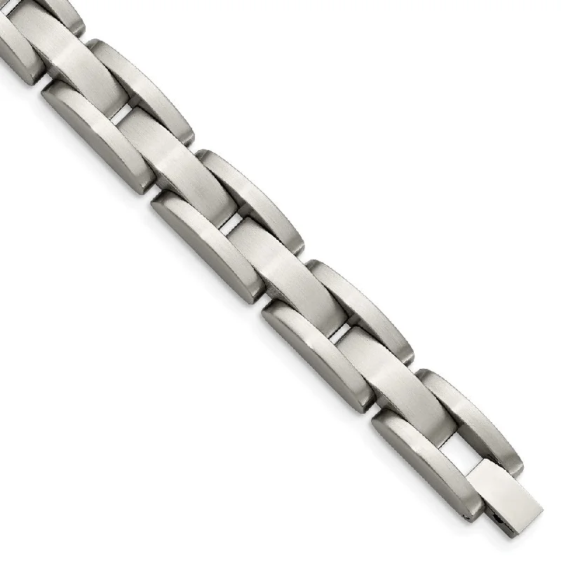 Men's Stainless Steel Brushed 9mm Link Bracelet, 8 Inch