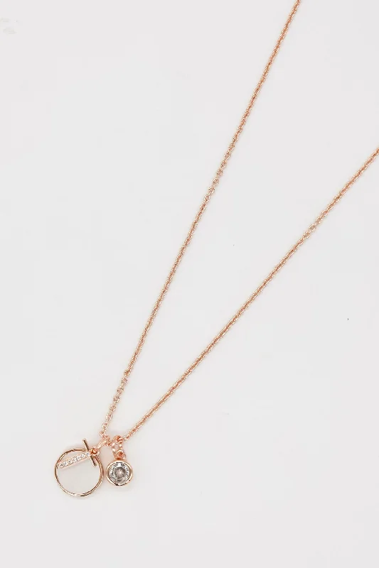 T Initial Necklace in Rose Gold