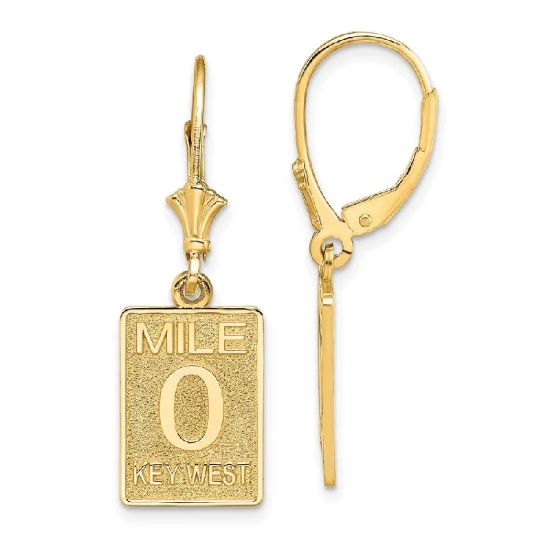 Diamond2Deal 14K Yellow Gold MILE MARKER 0 / KEY WEST Earrings with Leverback (L-31.4 mm, W-10 mm)