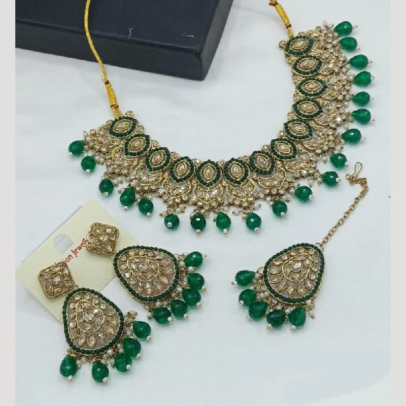 Manisha Jewellery Gold Plated Crystal Stone Pearls And Beads Necklace Set