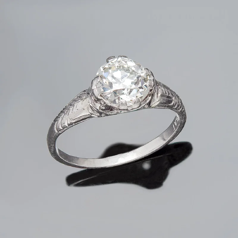 Art Deco Platinum Diamond Engagement Ring 1.51ct