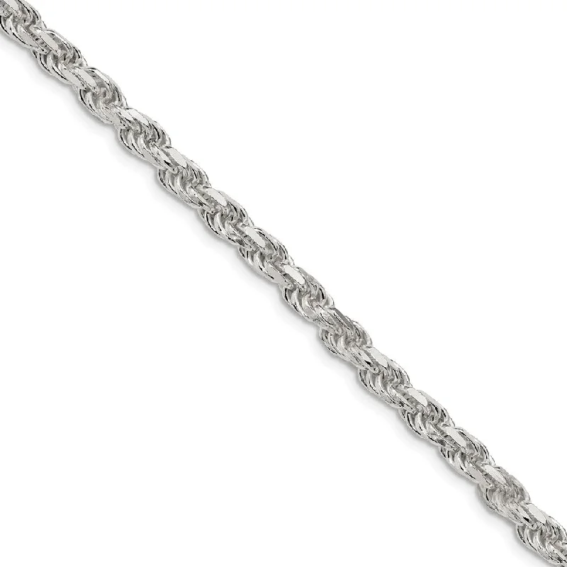 Men's 5.75mm Sterling Silver Solid Diamond Cut Rope Chain Bracelet