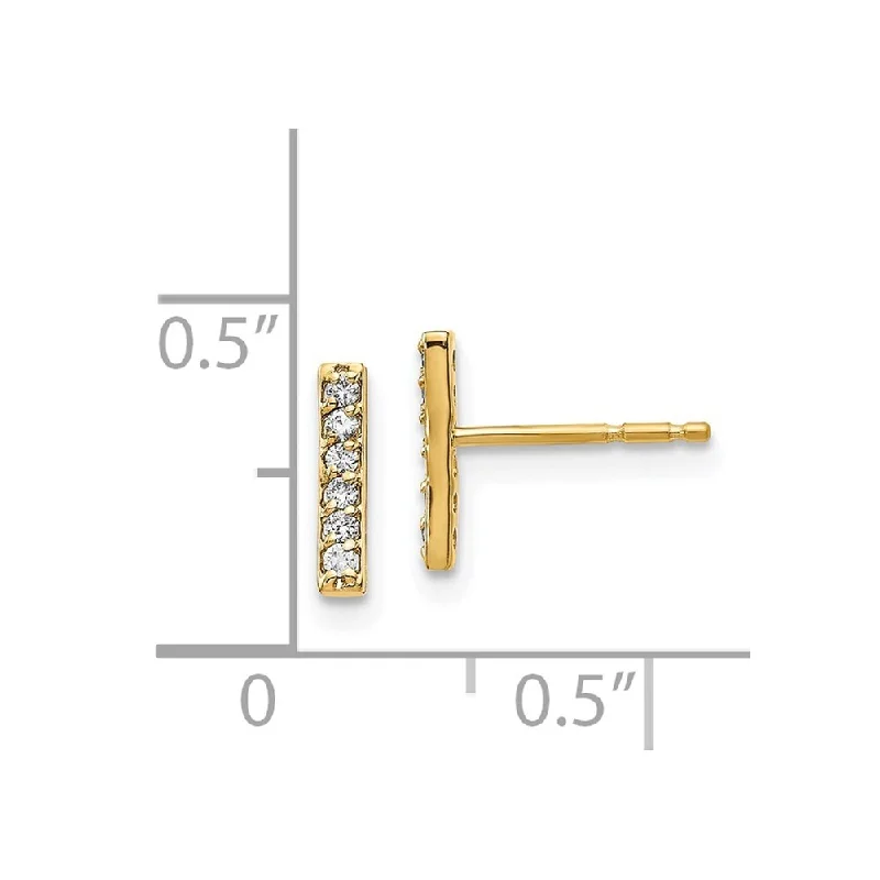 14k Yellow Gold Diamond Bar Stud Earrings (L-9.5 mm, W-2 mm)