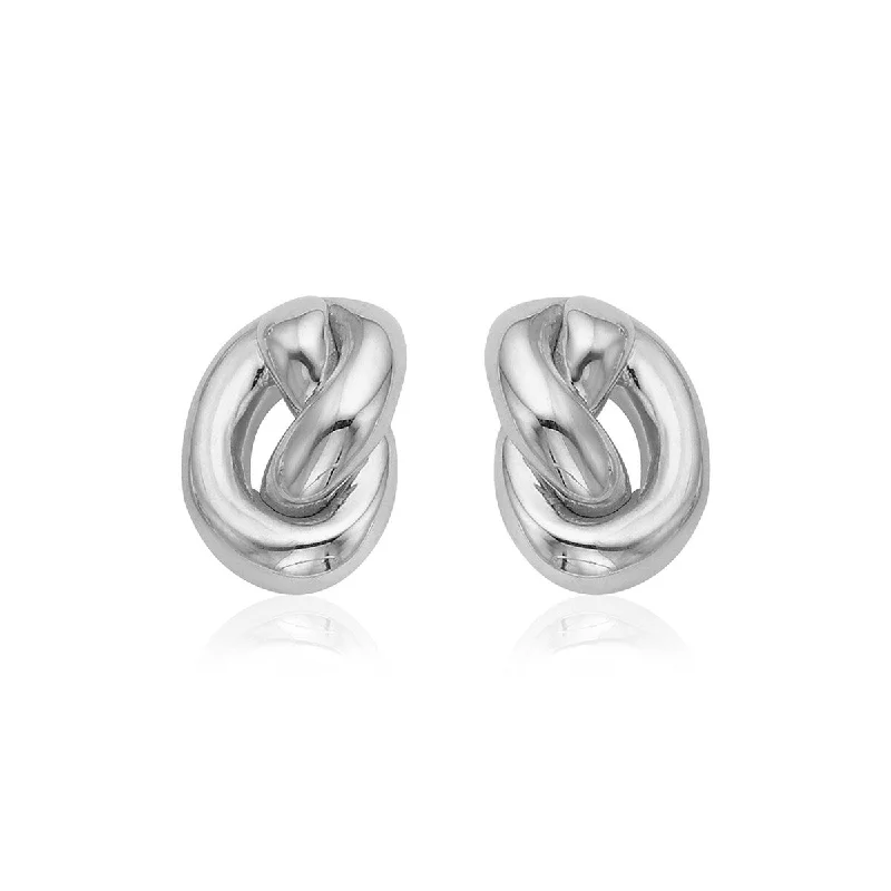 14k White Gold Polished Knot Earrings