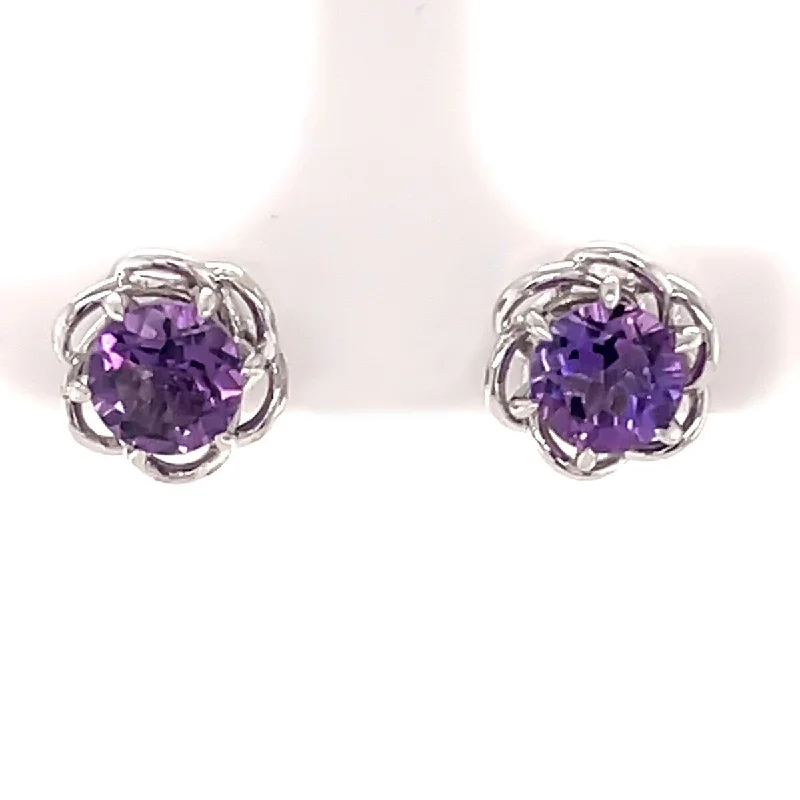 925 Sterling Silver African Amethyst Stud Earrings